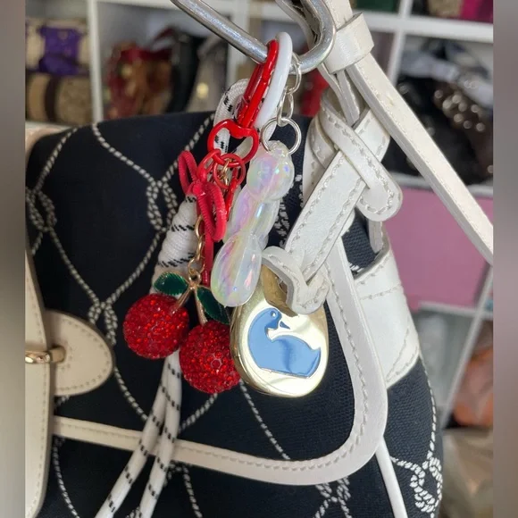 Dooney & Bourke Nautical Rope Navy Canvas & White Leather Monogram Shoulder Bag